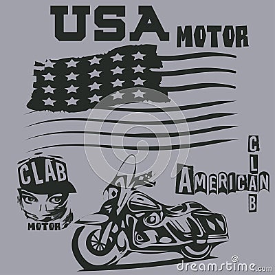 T-shirts in american,motor,clab, t-shirts, graphic design, original designer clothes original designer clothes Vector Illustration
