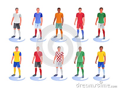 3d illustration of several football (succer) players. Stock Photo