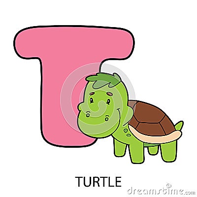 T with turtle Vector Illustration