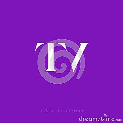 T and V letter. TV flat monogram. Optical illusion TV logo. Vector Illustration