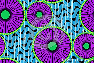 African Wax Print fabric, Ethnic handmade ornament for your design, Afro Ethnic flowers and tribal motifs geometric elements Vector Illustration