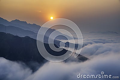 Ta Xua is a famous mountain range in northern Vietnam. Stock Photo