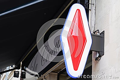 Tabac Red shop tobacco logo sign in france front of retail store Editorial Stock Photo