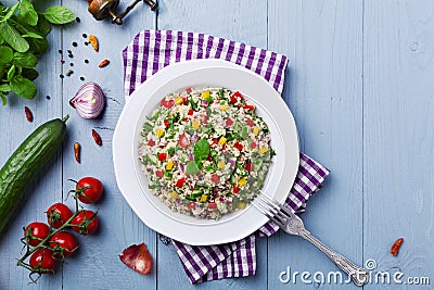 TABBOULEH Salad with cous cous and vegetable Stock Photo