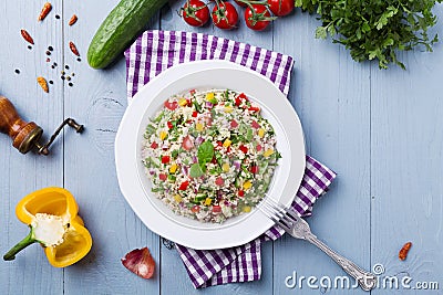 TABBOULEH Salad with cous cous and vegetable Stock Photo