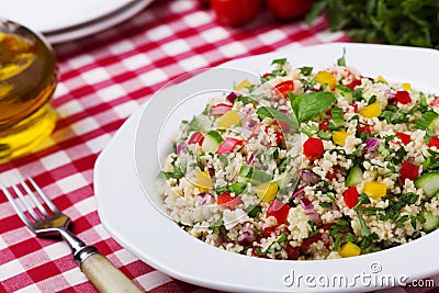 TABBOULEH Salad with cous cous and vegetable Stock Photo