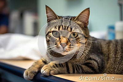 tabby cat close-up in the veterinarian's office generative ai Stock Photo