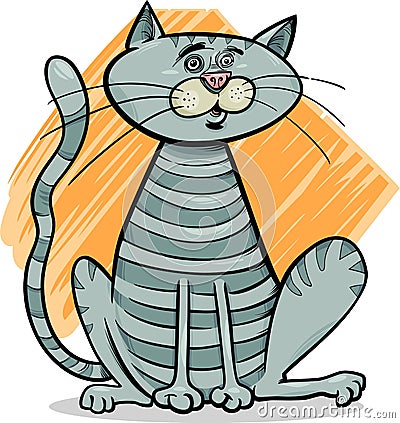 Tabby gray cat cartoon illustration Vector Illustration