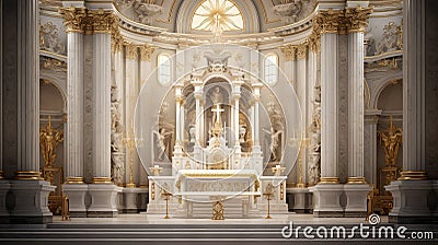 tabernacle catholic church altar Cartoon Illustration