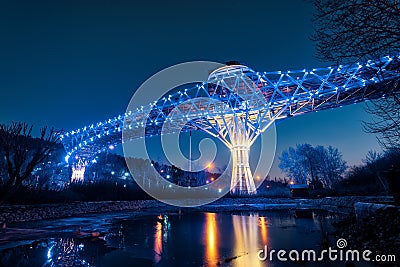 Tabiat Bridge in Tehran at Night, taken in January 2019 taken in hdr Editorial Stock Photo