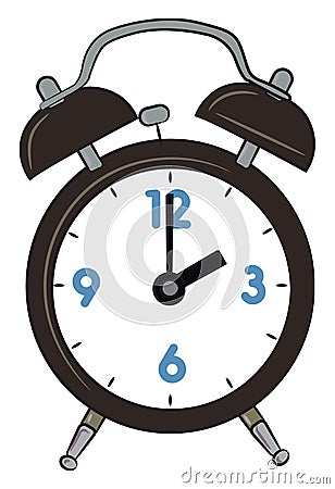 Table alarm clock with time vector or color illustration Vector Illustration