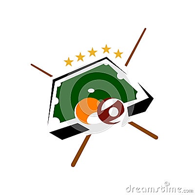 Table ball and sticks billiard logo design vector symbol illustration Vector Illustration