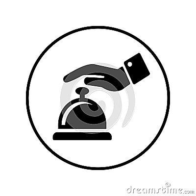 Table bell icon, black version, call, Handbell, reminder Vector Illustration