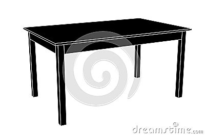 Table. Black outline drawing Vector Illustration