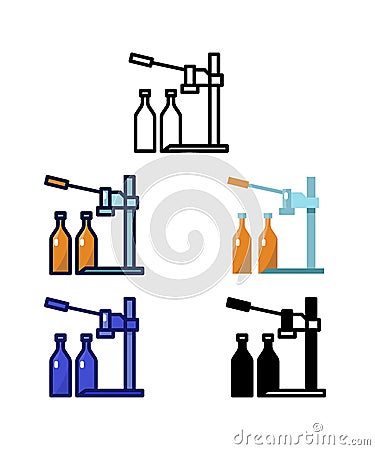 Table bottle cappers. Home brewer Equipment and raw material icons. vector Vector Illustration