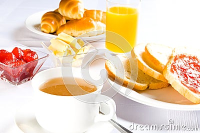 Table with breakfast Stock Photo