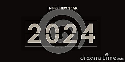 Creative 2024 happy new year celebration greeting card design template in flap clock and time concept. Vector Illustration