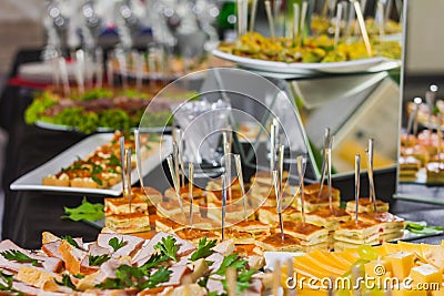 Table with catering food Stock Photo