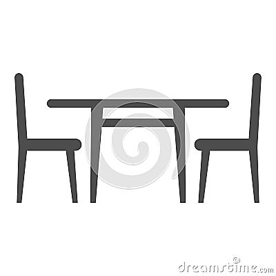 Table and chairs in cafe solid icon, catering business concept, restaurant seating vector sign on white background Vector Illustration