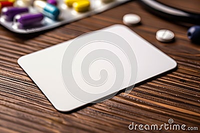 Table Covered With Various Medical Supplies Stock Photo