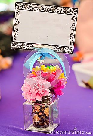 Table decoration with copy space Stock Photo
