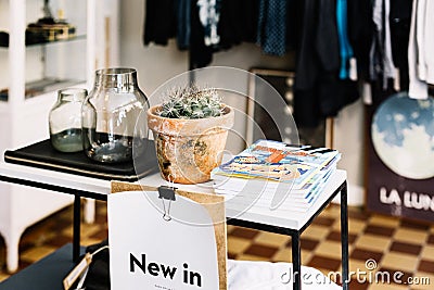 Clothing and gifts at a store in Stockholm, Sweden Editorial Stock Photo