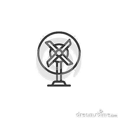 Table fan outline icon. Vector Illustration