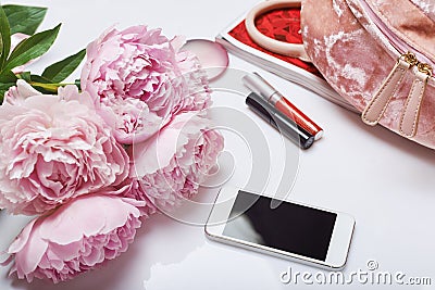 Table with feminini items Stock Photo