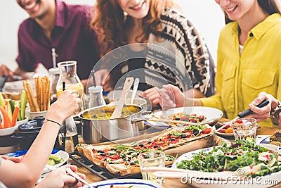 Table full of vegan dishes Stock Photo