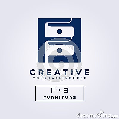 Table furniture decor logo icon symbol creative illustration design vector letter mark F U R N I T U R E logo clever logo Vector Illustration