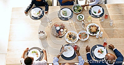 Table, happy family, and generations with food lunch, summer vacation and reunion together with love. Black people Stock Photo