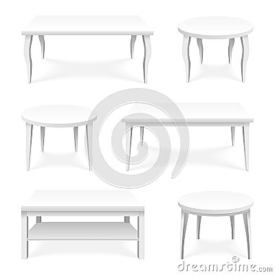 Table icons set isometric top isolated empty surface product object presentation template 3d design vector illustration Vector Illustration