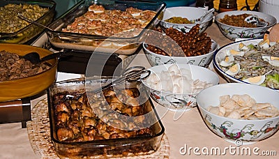 Table with Indonesian food Stock Photo