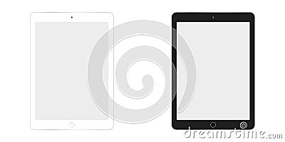 Table Ipad in white and black color vector eps10. Tablet flat style. Two tablet white and black set. Vector Illustration