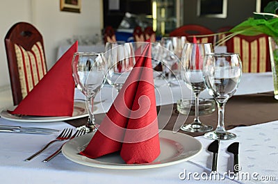 Table laid and decorated Stock Photo