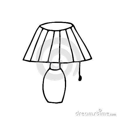 Table lamp hand drawn in doodle style. single element vector scandinavian hygge monochrome minimalism simple. light, lighting, Stock Photo