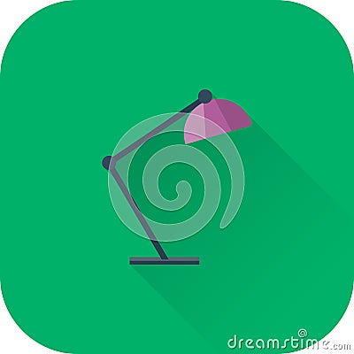 Table lamp icon. Vector. Flat design with long shadow. Vector Illustration