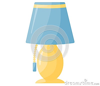 Table lamp interior element isolated on white background. Lighting device in flat design for bedroom Vector Illustration