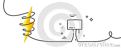 Table lamp line icon. Bedside light sign. Continuous line with curl. Vector Vector Illustration