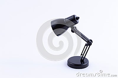 Table Lamp Mini Model. Small Black Desk Lamp Stock Photo