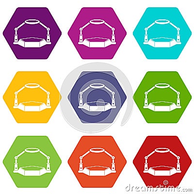 Table magnify icon set color hexahedron Vector Illustration