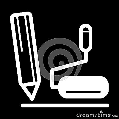 Table microphone and pen vector icon. Black and white microphone illustration. Outline linear icon. Vector Illustration