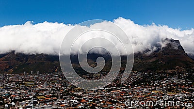 Table Mountain Covered in Cloud Stock Photo