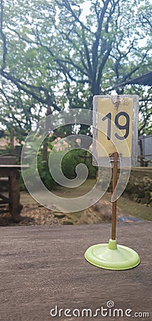 table numbers in a park. number 19 Stock Photo