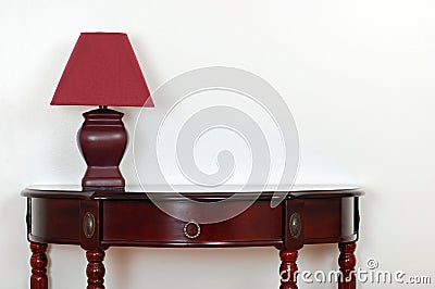 Table with red lamp Stock Photo