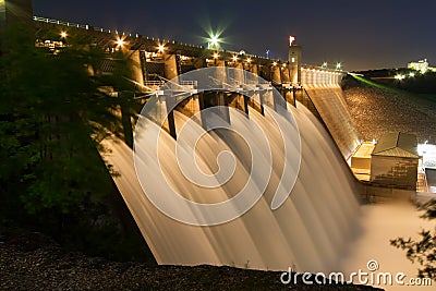 Table Rock Lake Dam at Night Stock Photo