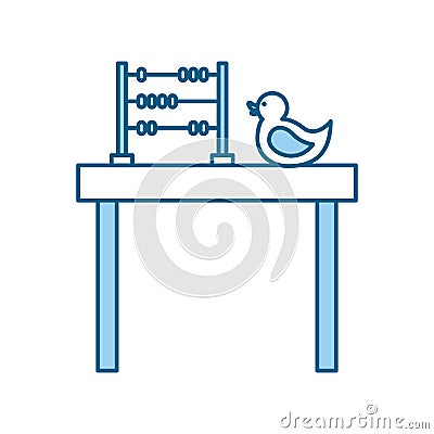 Table with rubber duck toy icon Vector Illustration