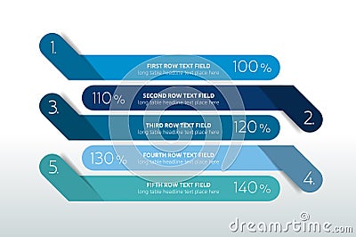 Table, schedule design template with 5 row. Vector Illustration