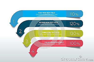 Table, schedule design template with 4 row. Vector Illustration