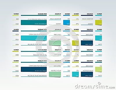 Table, schedule, tab, planner, infographic design template. Vector Illustration